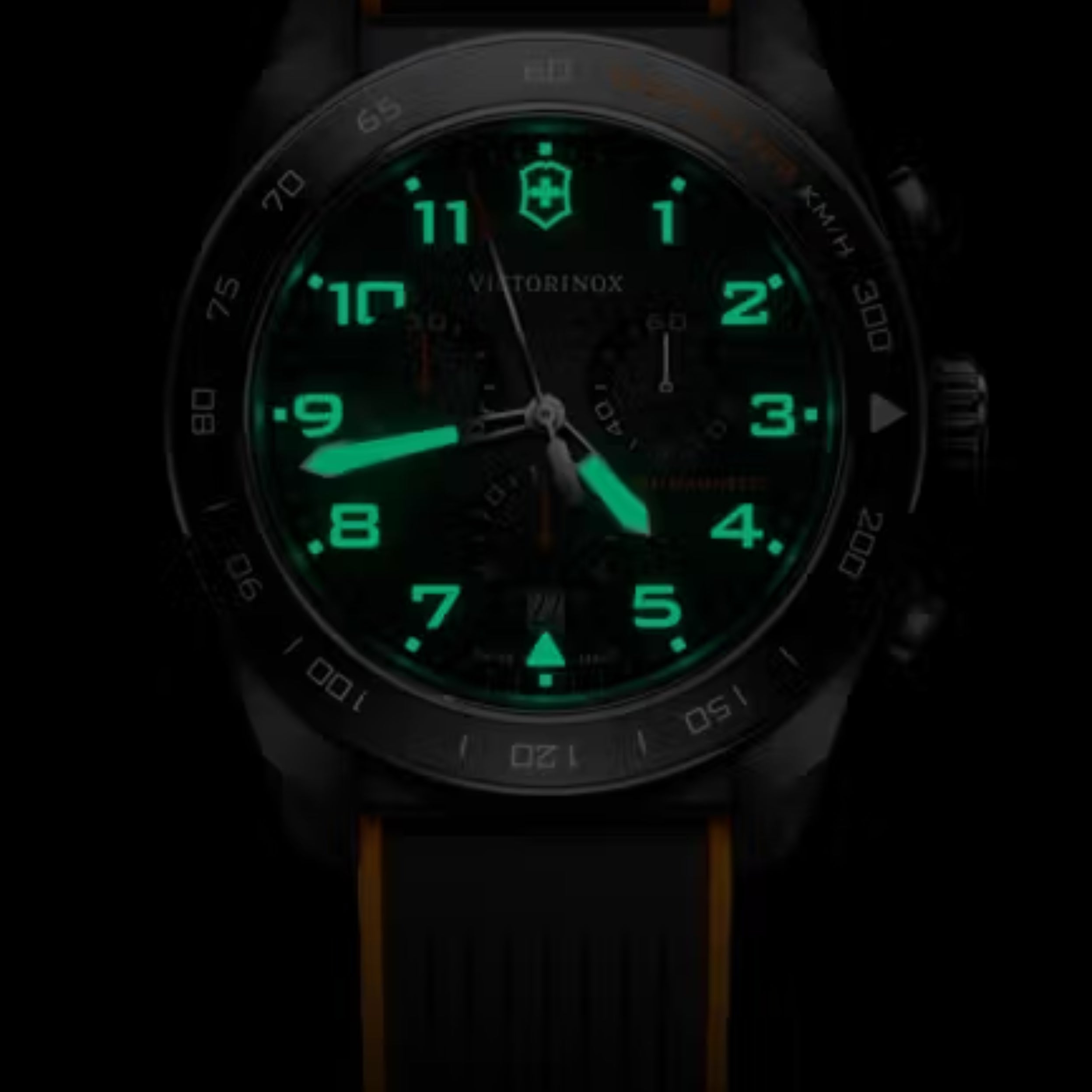 Victorinox Swiss Army Chronograph Black Matt Dial Rubber Men's Watch 242050