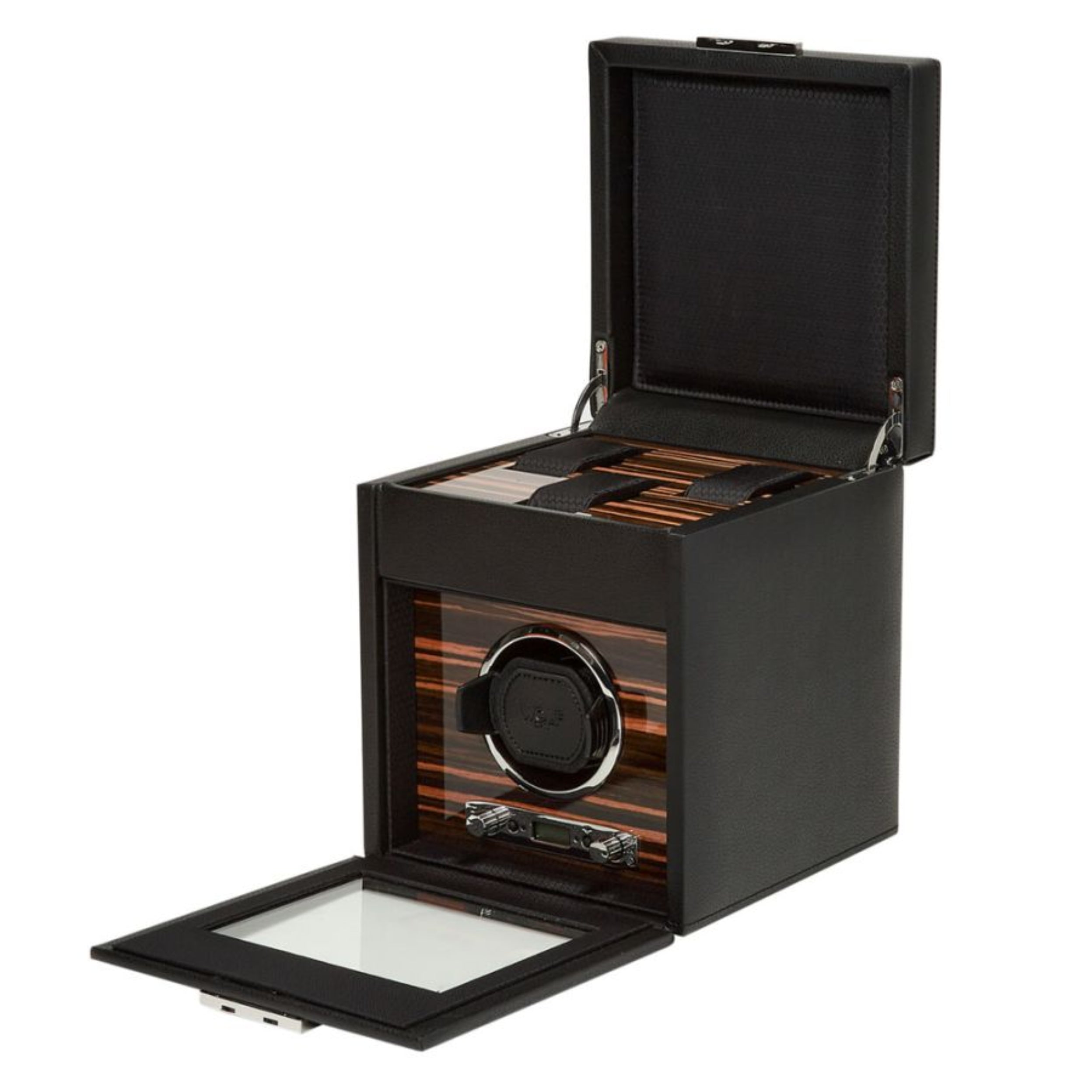 Wolf Roadster Single Polished Wood Watch Winder With Storage 457156