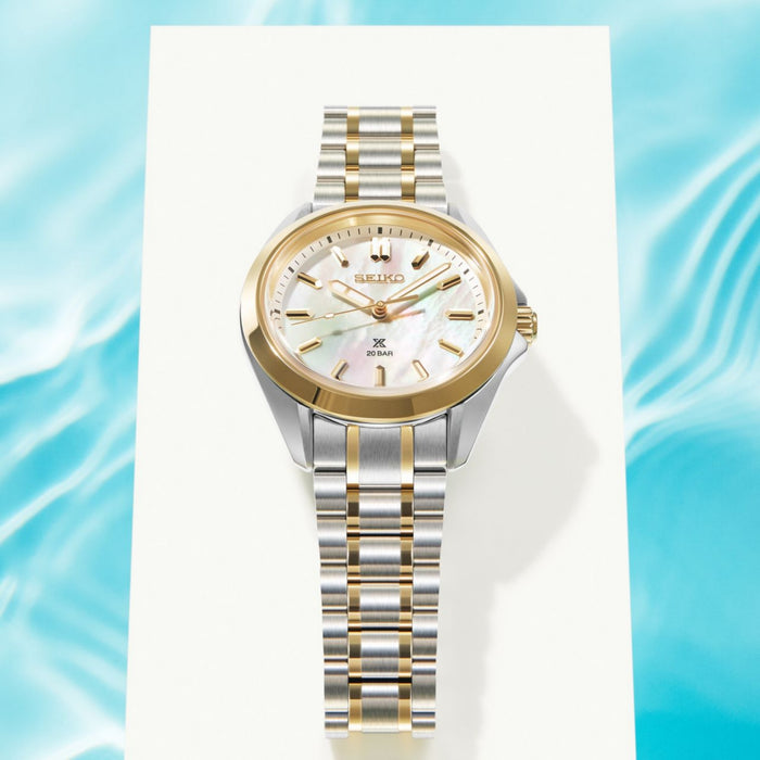 Seiko Prospex Sea Gold-Tone M-O-P Dial Bracelet Designed Women's Watch SUR608