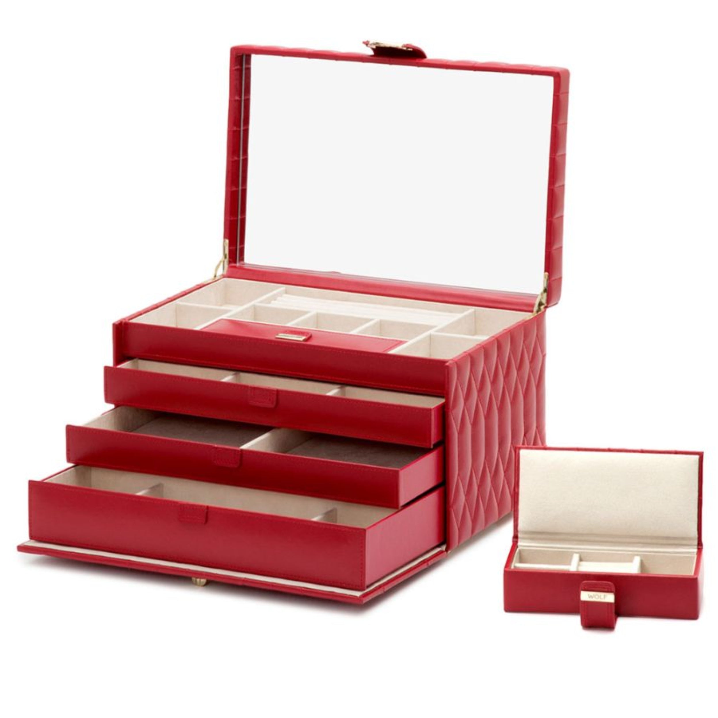Wolf Caroline Red Large Jewelry Case 329672