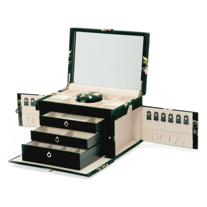 Wolf Zoe Forest Green Large Jewelry Box 393012