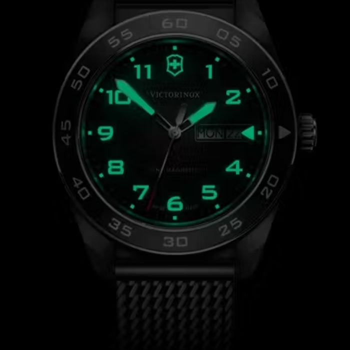 Victorinox Swiss Army Quartz Black Matt Dial Mesh Stainless Steel Men's Watch 242043