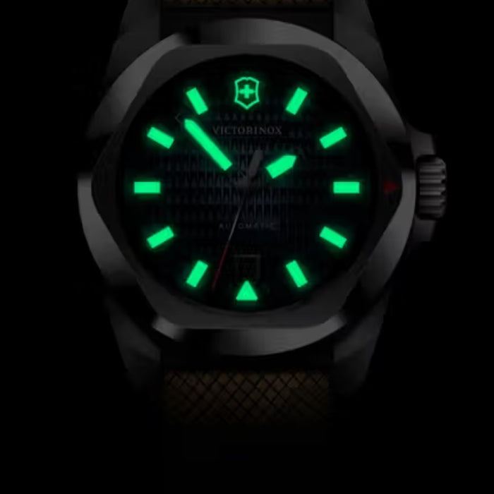 Victorinox I.N.O.X. Automatic Guilloché Blue Dial With Brown Wood Leather Men's Watch 242018.1