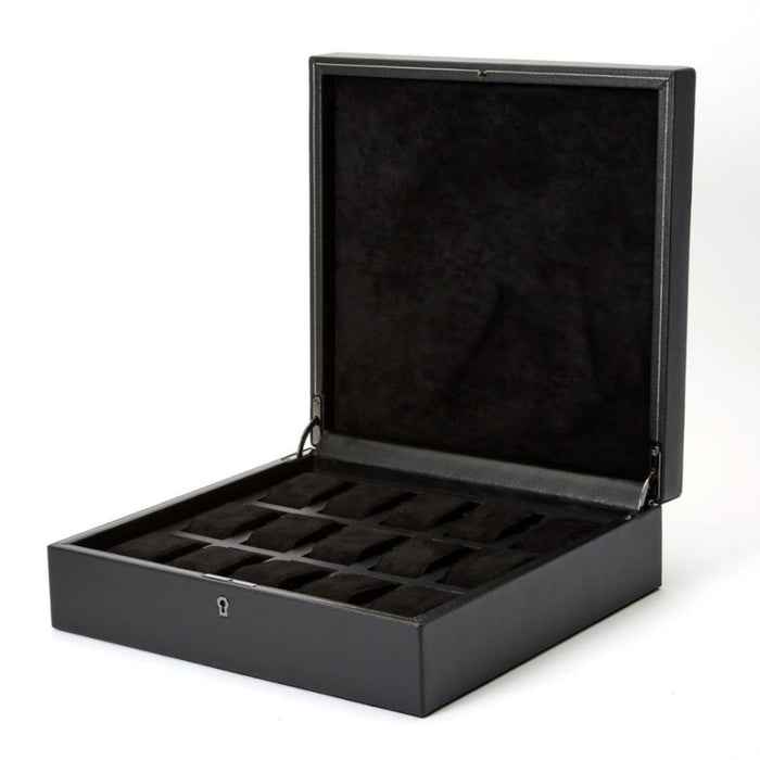 Wolf British Racing Black Vegan Leather 15 Piece Watch Box 793202