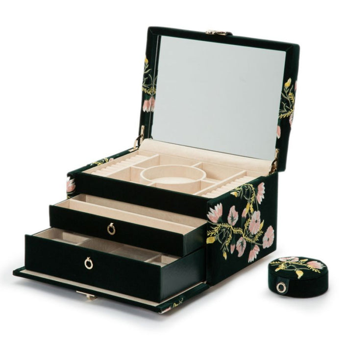 Wolf Zoe Forest Green Medium Jewelry Box 393112