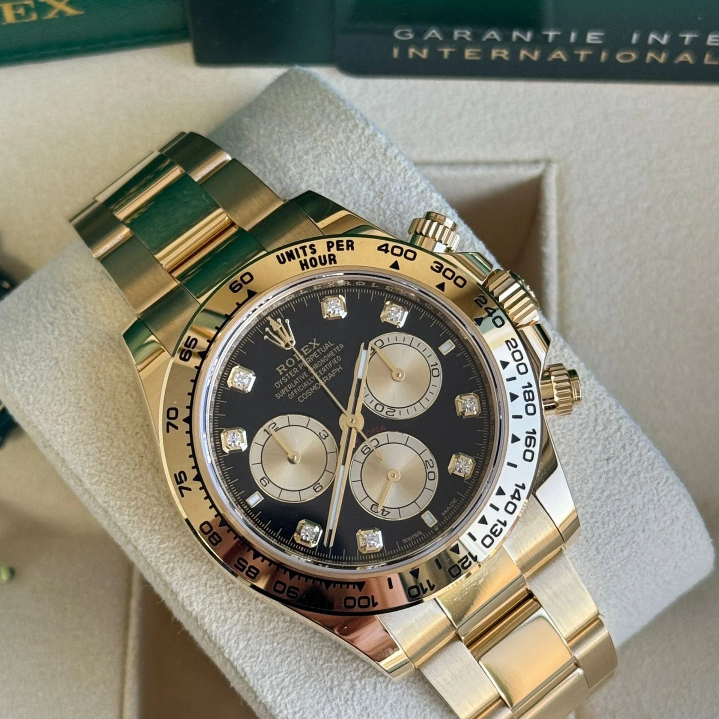 Rolex Cosmograph Daytona 40mm Yellow Gold Black Diamond Dial New 2025 - 126508