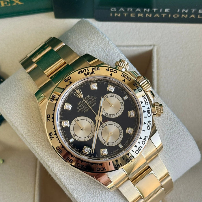 Rolex Cosmograph Daytona 40mm Yellow Gold Black Diamond Dial New 2025 - 126508