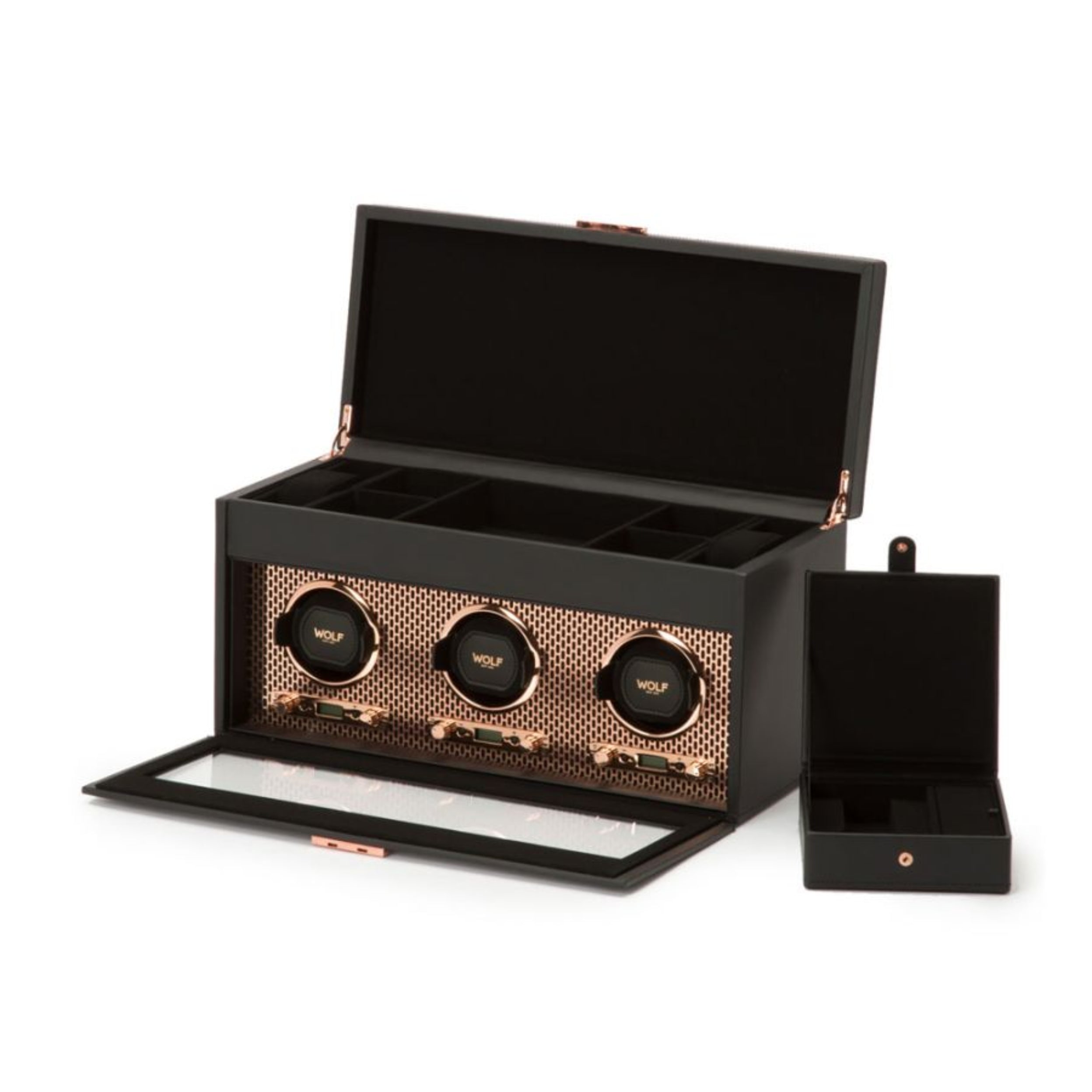Wolf Axis Copper Triple Watch Winder With Storage 469416