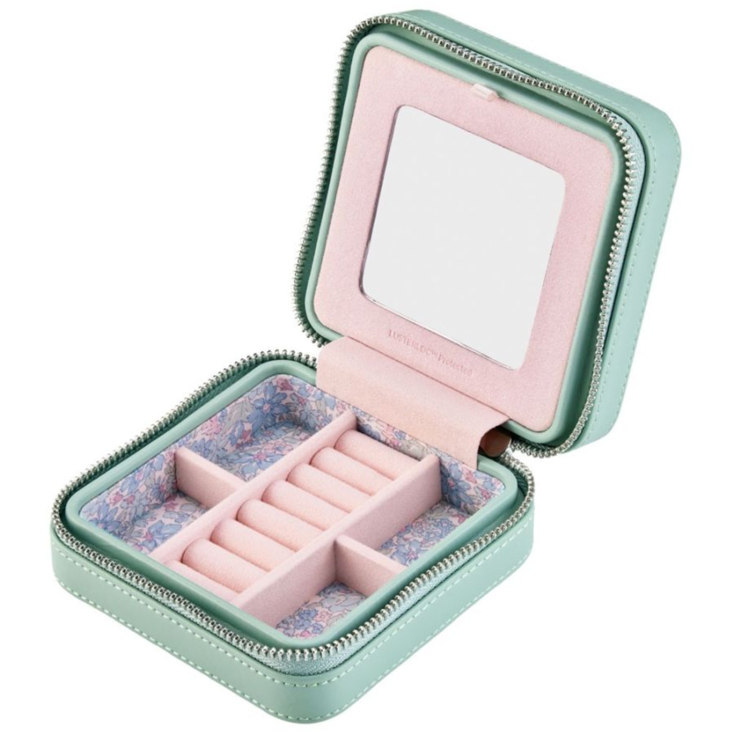 WOLF X LIBERTY All Over Ianthe Sage Green Small Jewelry Zip Case 381351