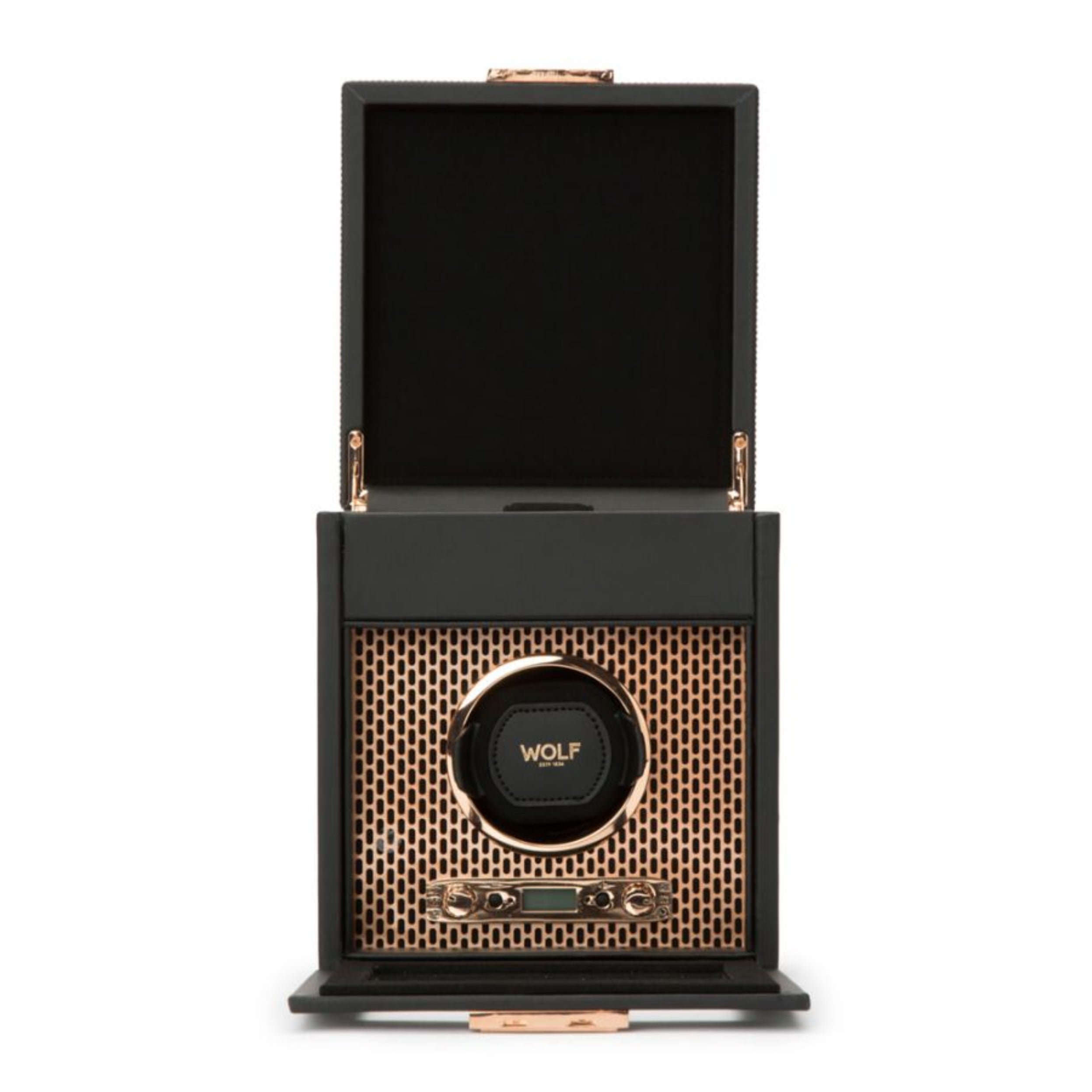 Wolf Axis Single Copper Vegan Leather Watch Winder With Storage 469216