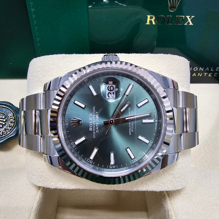 Rolex Datejust 41mm Fluted Bezel Green Index Dial Oyster New 2025 - 126334