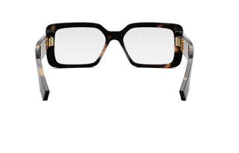 Fendi Baguette FE50072I 055 Shiny Havana with Pattern FF Rectangular Women's Eyeglasses