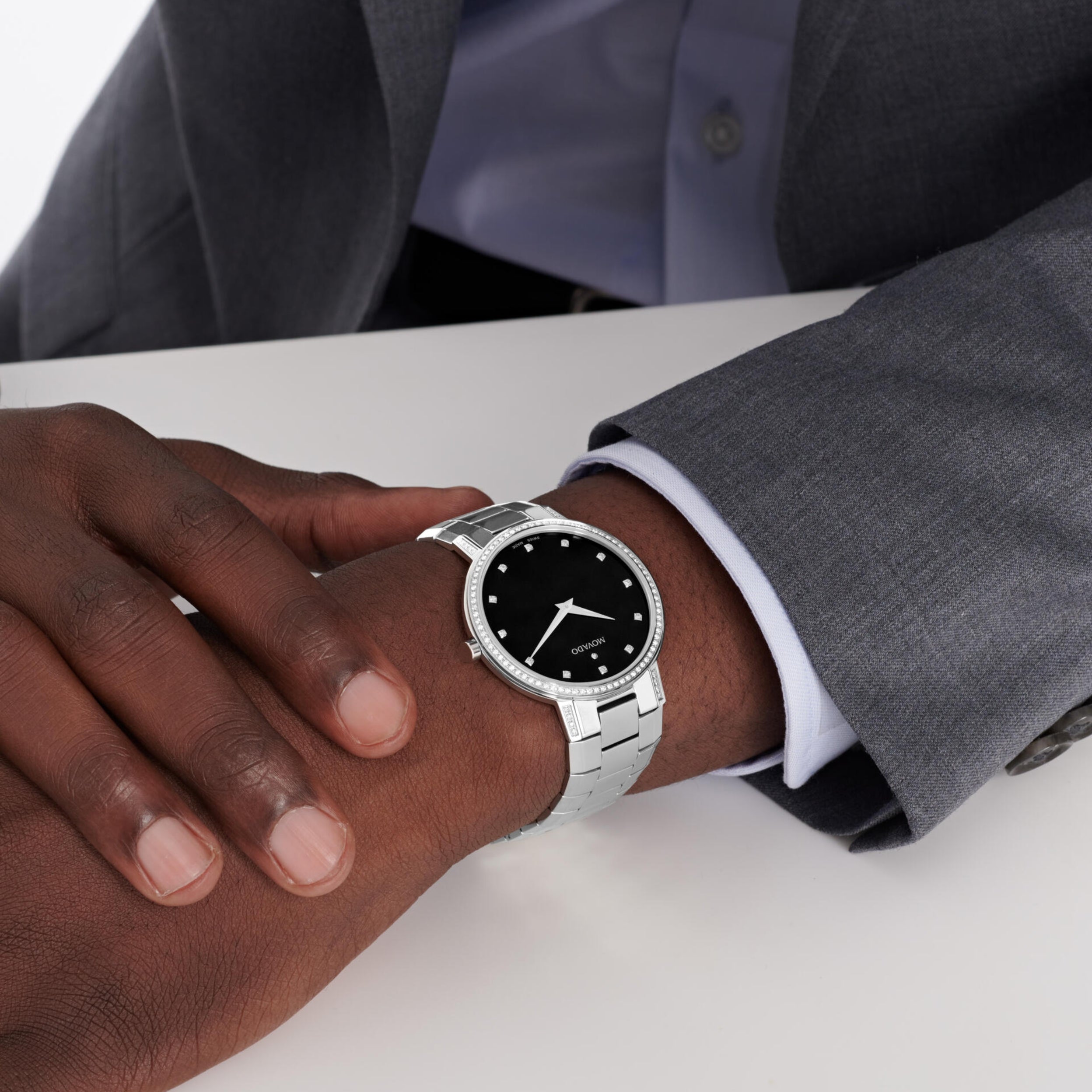 Movado Faceto Black Dial With Diamond Quartz Unisex's Watch 0607482