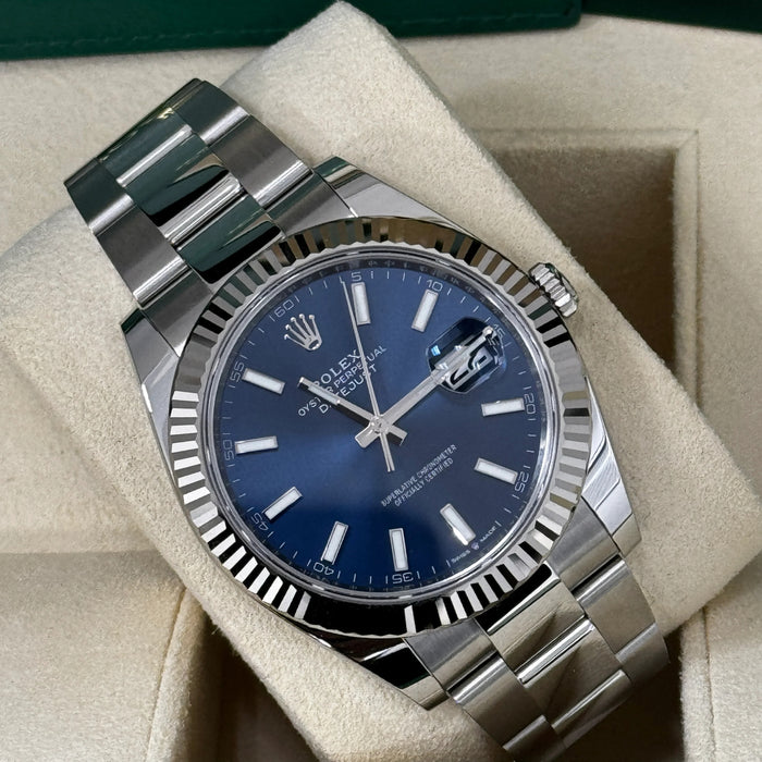 Rolex Datejust 41mm Fluted Bezel Blue Index Dial Oyster New 2025 - 126334