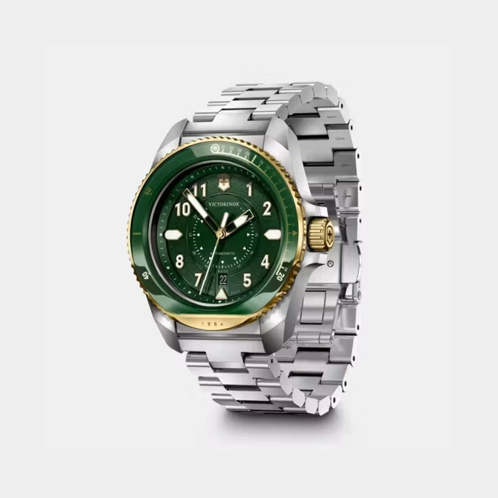 Victorinox Journey 1884 Grainy Green Dial With Gold Rotating Bezel  Men's Watch 242012
