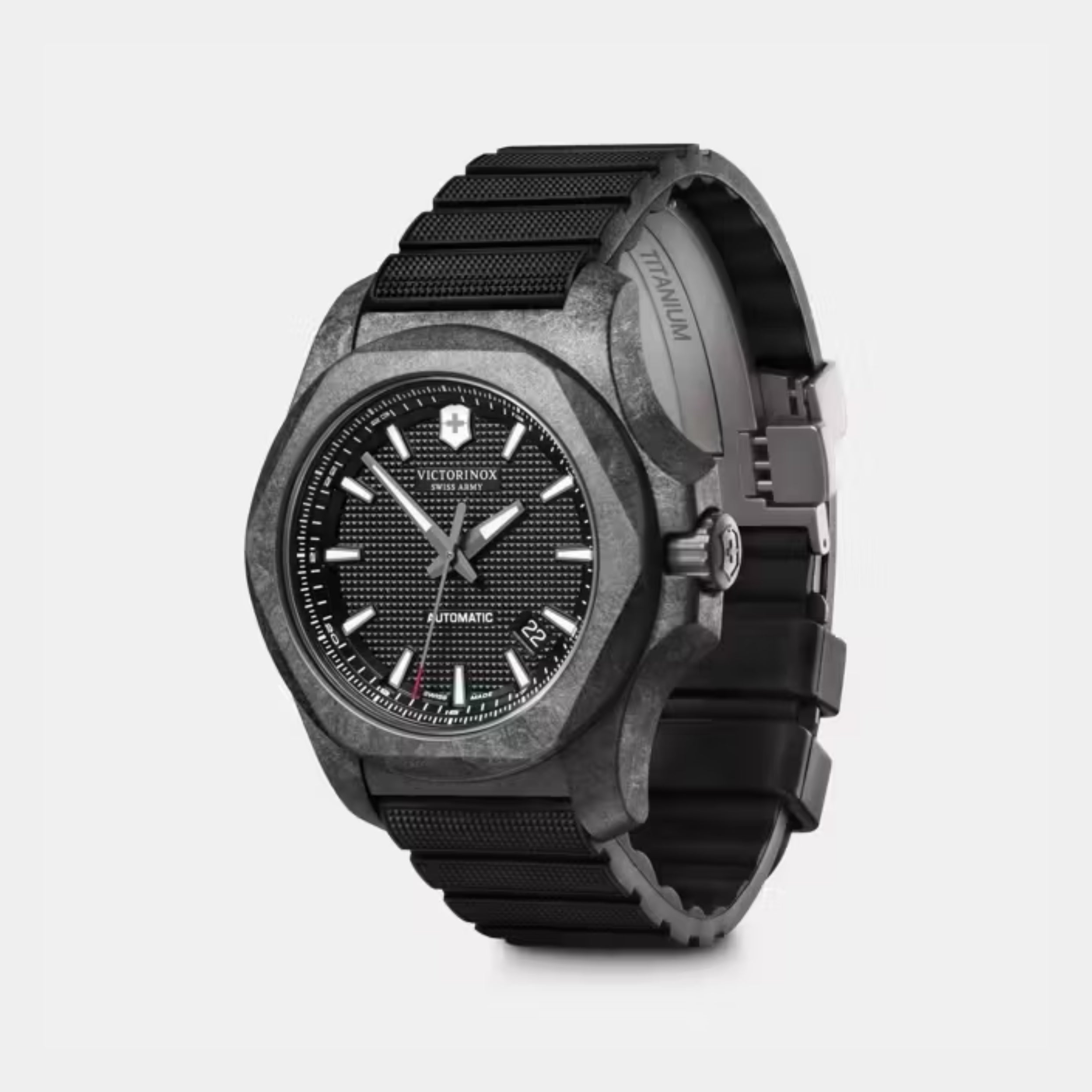 Victorinox I.N.O.X. Carbon Mechanical Black Alox Pattern Dial Men's Watch 241866.1