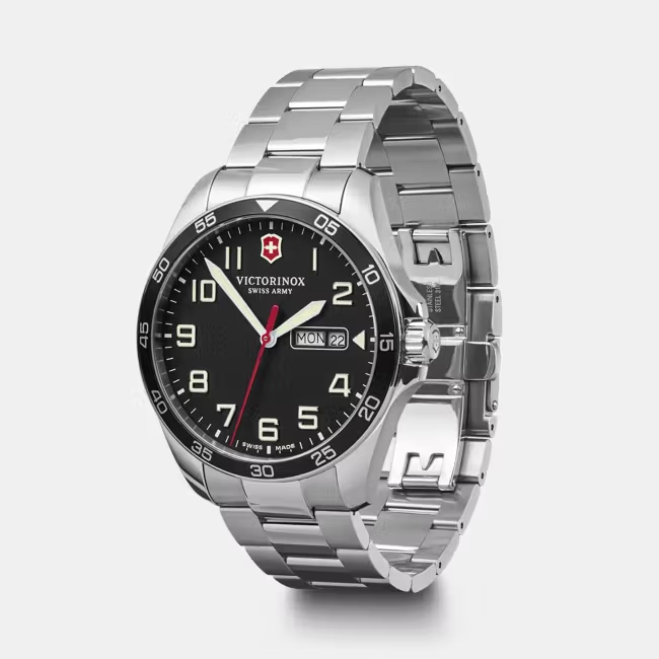 Victorinox Fieldforce Matt Black Dial With Silver Bracelet Men's Watch 241849