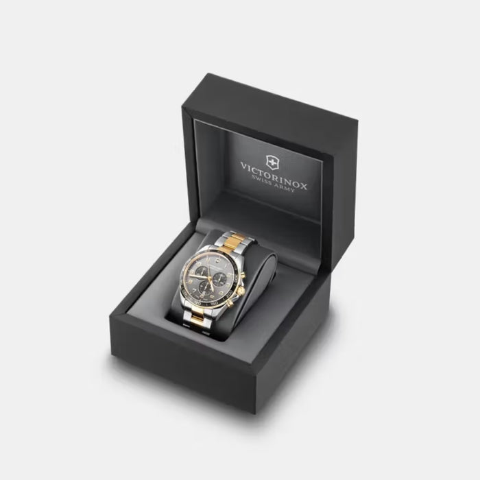 Victorinox FieldForce Classic Chrono Sunray Grey Dial With Dual Tone Bracelet Men's Watch 241902