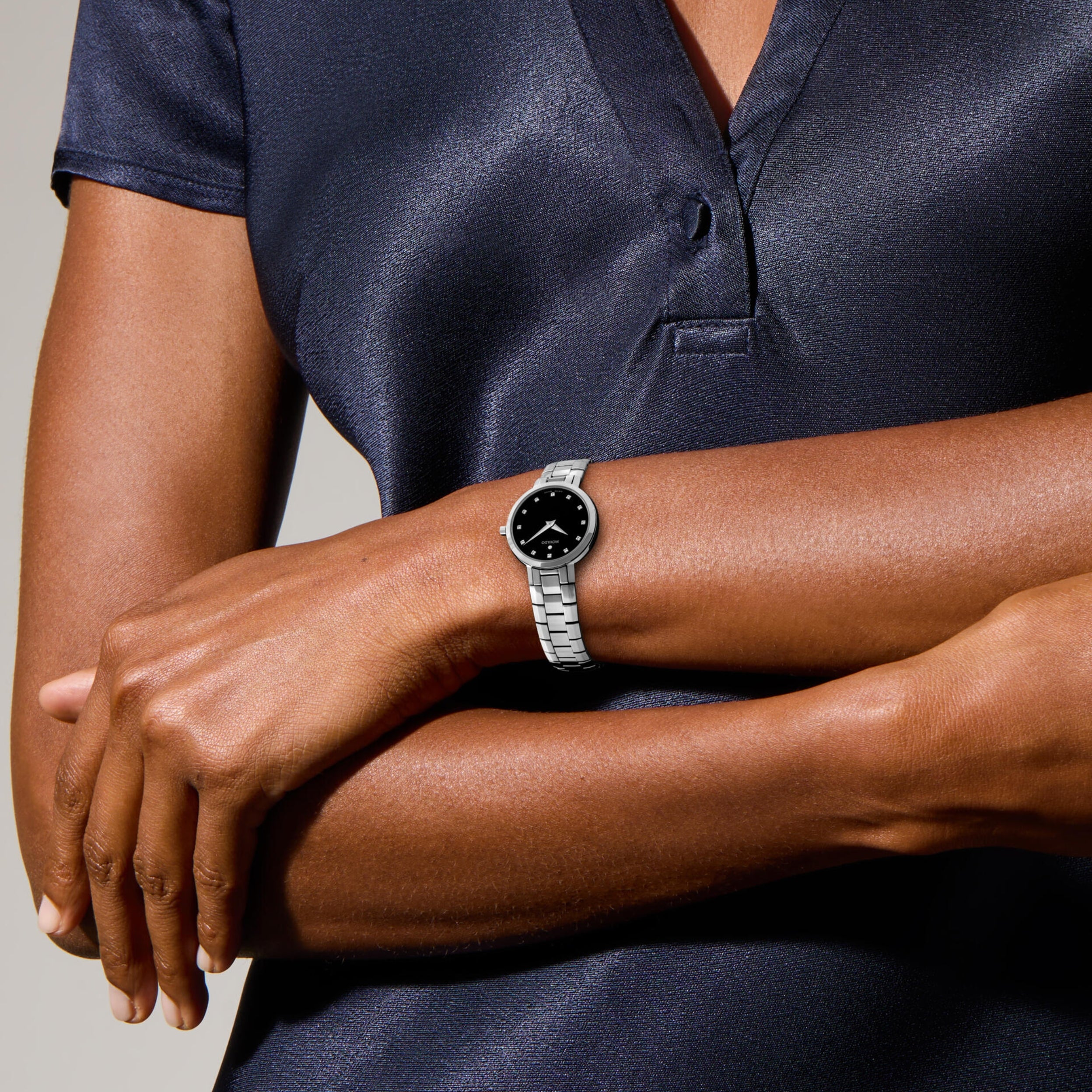 Movado Faceto Black Dial With Diamond Quartz Women's Watch 0607866