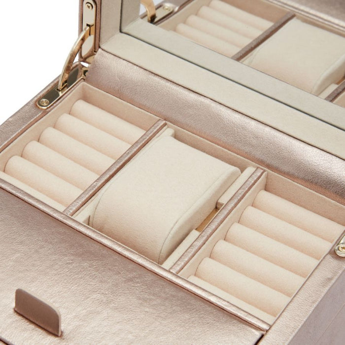 Wolf Palermo Single Rose Gold Watch Winder with Jewelry Storage 213716