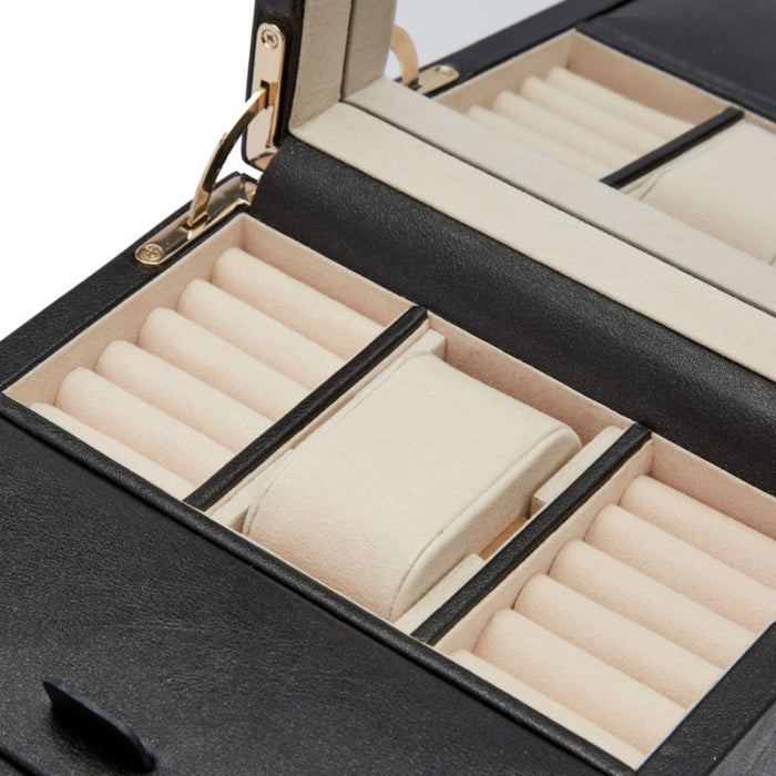 Wolf Palermo Single Black Anthracite Watch Winder with Jewelry Storage 213702