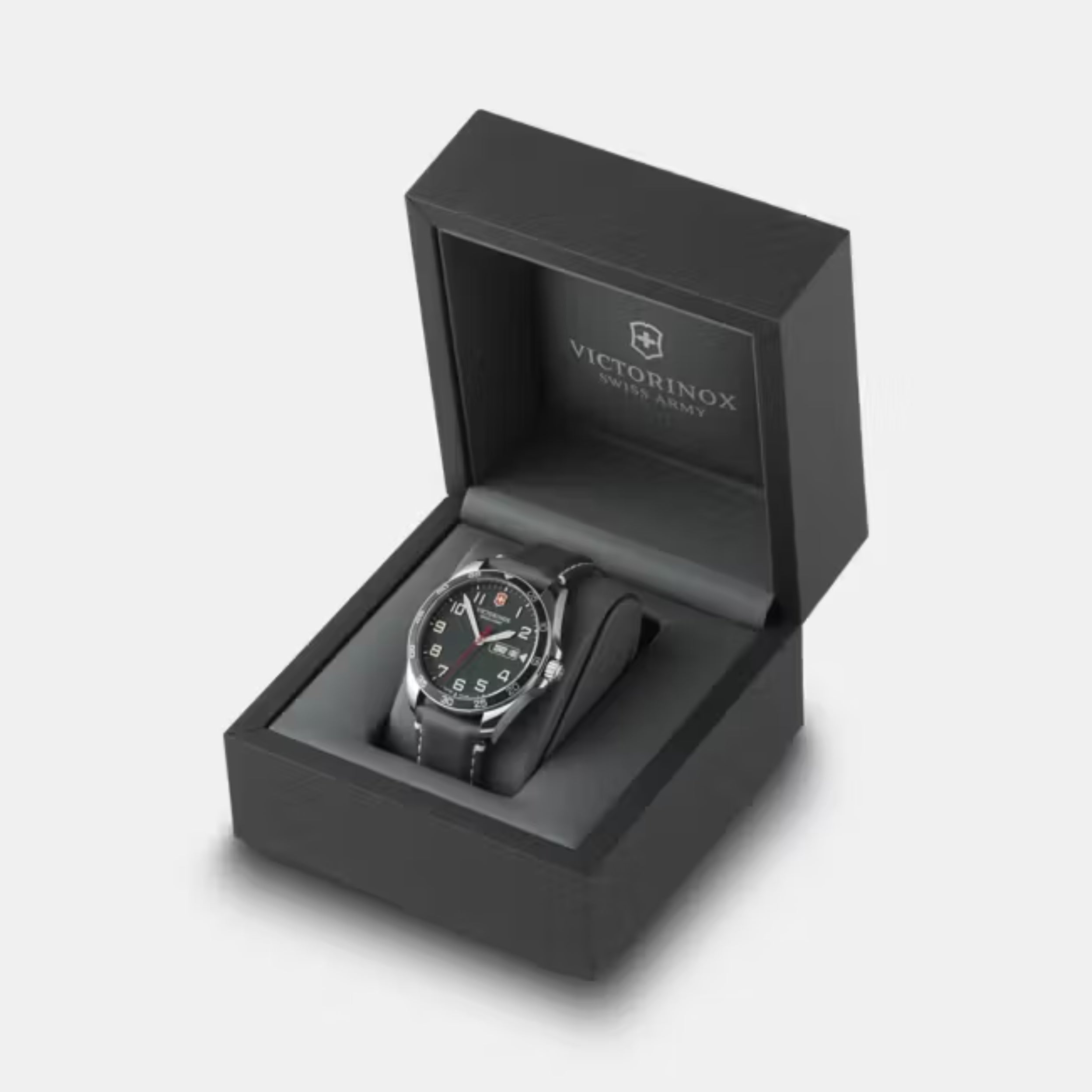 Victorinox Fieldforce Matt Black Dial With Leather Strap Men's Watch 241846