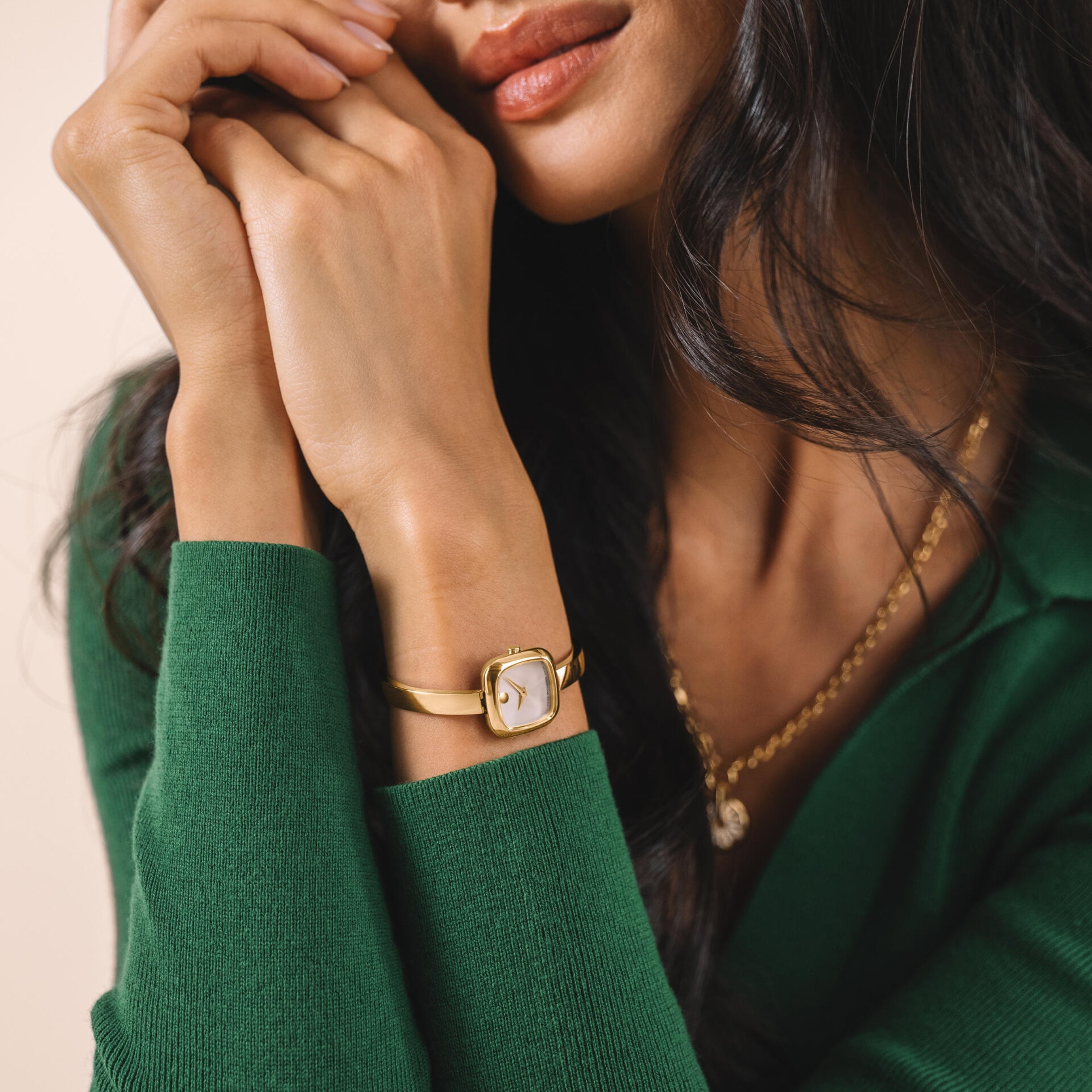 Movado Museum Bangle Silver White Dial Rose Gold Stainless Steel Women's Watch 0608059