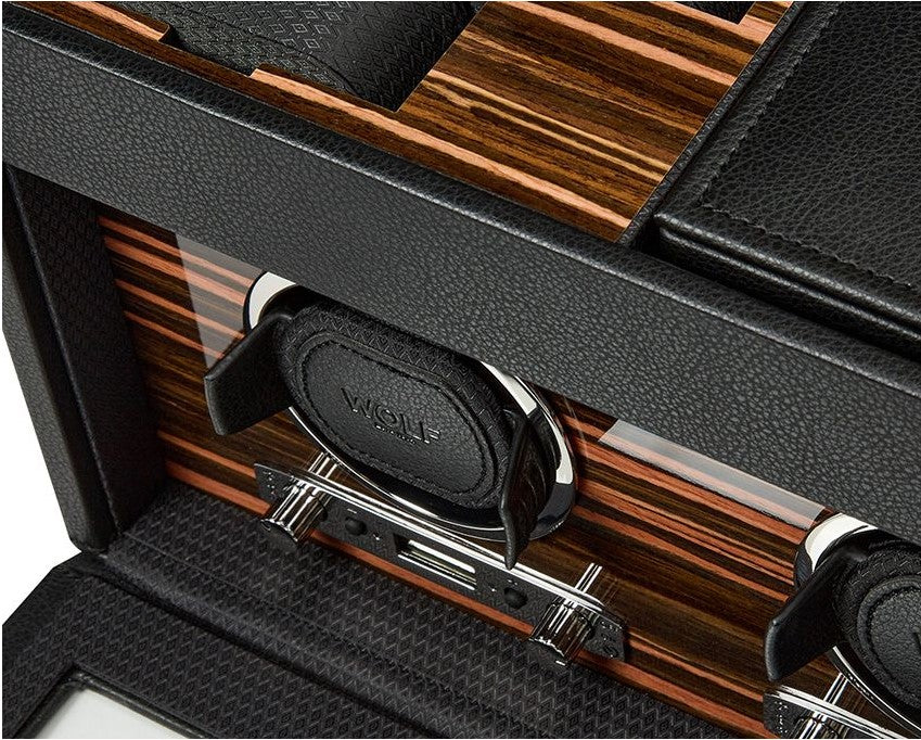 Wolf Roadster Double Vegan Leather Watch Winder With Storage 457256