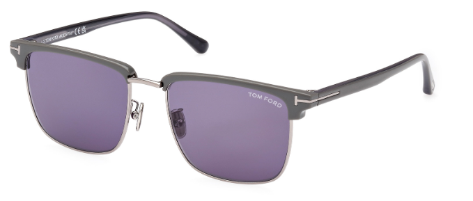 Tom Ford HUDSON 02 FT0997 H 51V Dark Ruthenium-Mastic/Blue Men's Sunglasses