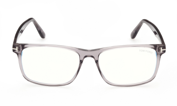 Tom Ford FT5752 B  020 Shiny Grey/ Clear Square 55 mm Men's Eyeglasses