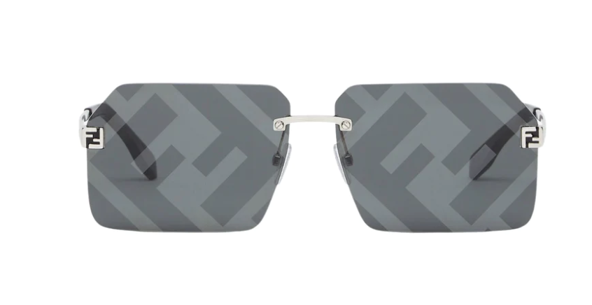 Fendi FE 40043U 16C Silver-Grey/Grey Mirrored Square Men's Sunglasses