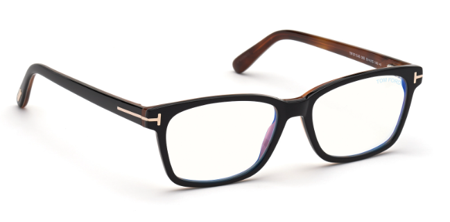 Tom Ford FT5713 005 Black/Monocolor/Clear Rectangular 53mm Women's Eyeglasses