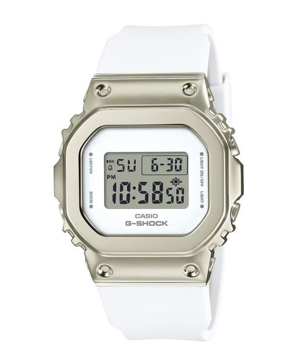 Casio G-Shock Metal Covered Bezel Digital Women White Watch GMS5600G-7