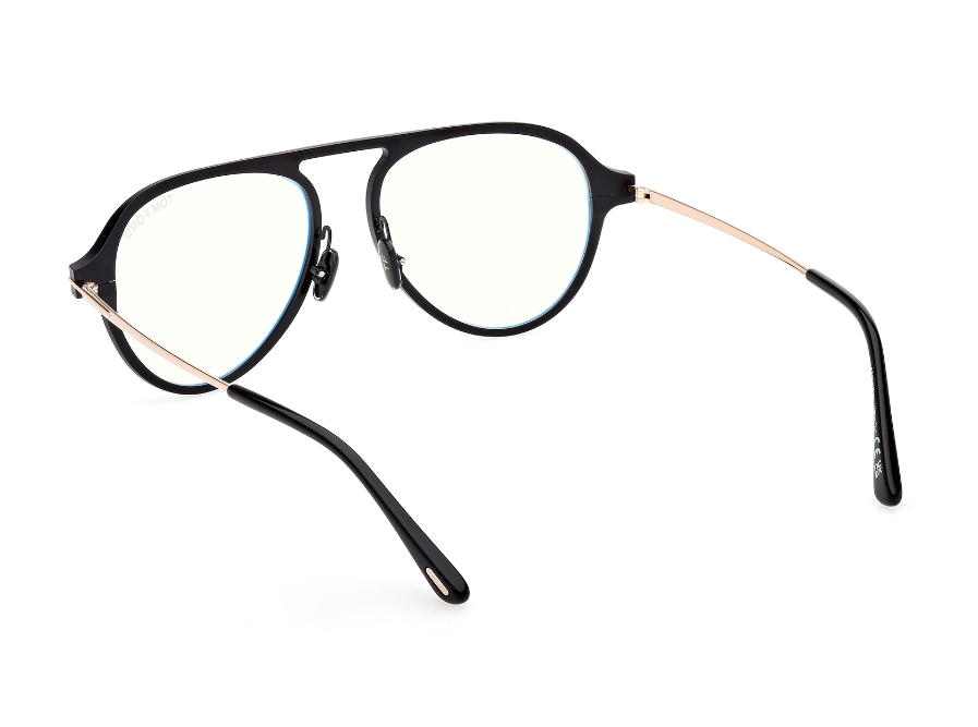 Tom Ford FT5972-B 002 Matte Black/Shiny Rose Gold Soft Square Men's Eyeglasses