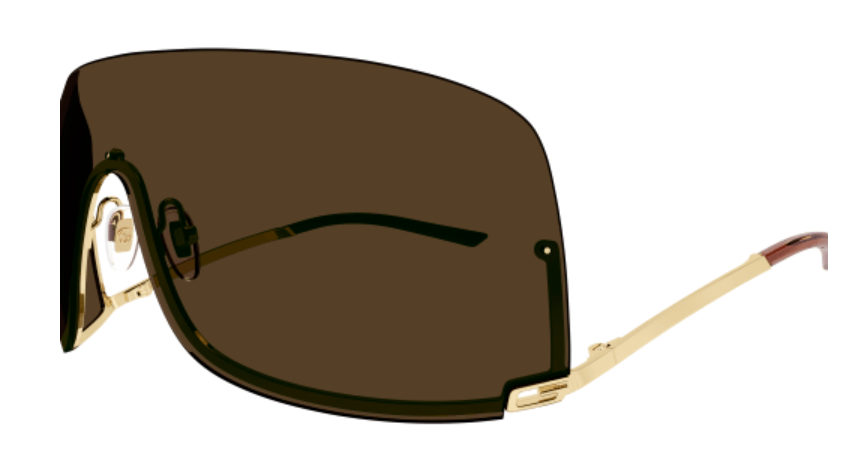 Gucci GG1560S 002 Gold-Gold/Brown Full Lens Mask Men's Sunglasses