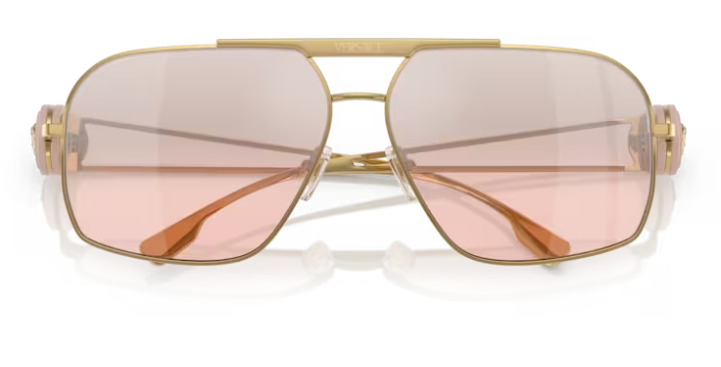 Versace 0VE2269 10027E Gold/Light Pink Mirror Gradient Silver Men's Sunglasses