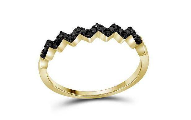 10kt Yellow Gold Radiant Black Diamond Womens Band Ring 1/6 Cttw