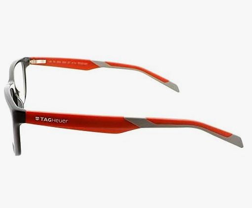 Tag Heuer Mod TH 553 004 Black/Red Rectangle Men's Eyeglasses