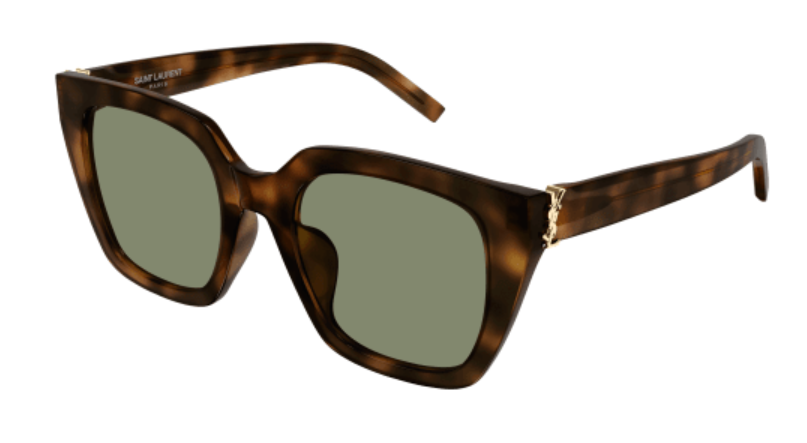 Saint Laurent SL M143 003 Havana/Green Wide Cat Eye Women's Sunglasses