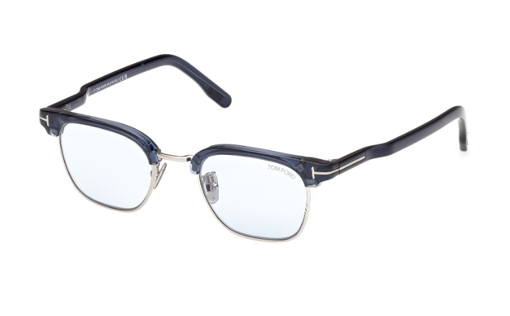 Tom Ford FT1119-D 90A Shiny Blue/Smoke Square Men's Sunglasses