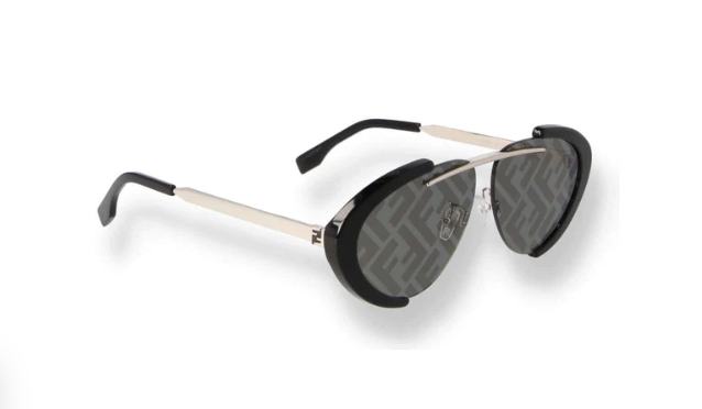 Fendi FE40042U 01C Black-Silver/Grey Mirrored Oval Men's Sunglasses