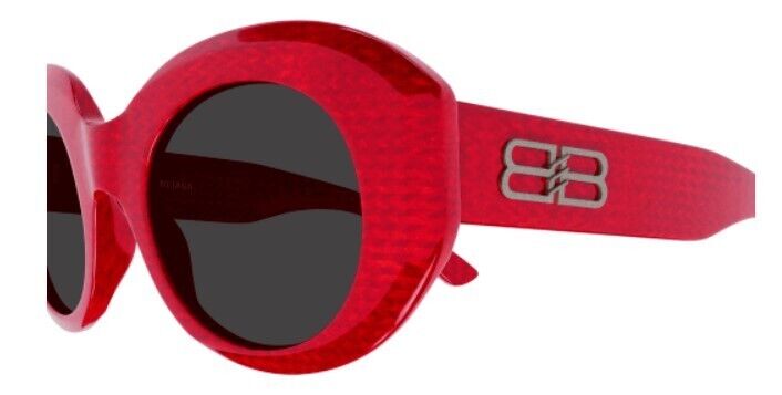 Balenciaga BB0235S-003 Red/Grey Round Women's Sunglasses