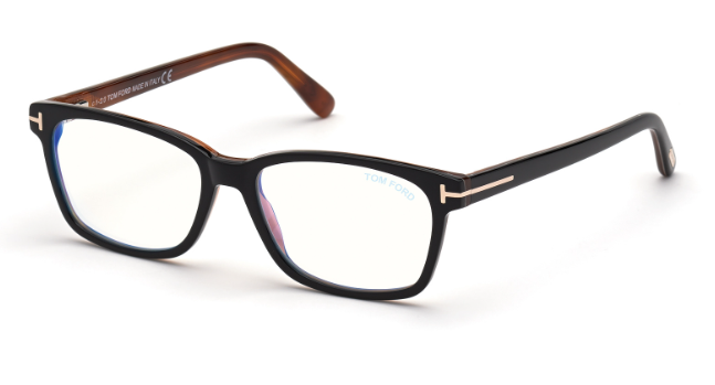 Tom Ford FT5713 005 Black/Monocolor/Clear Rectangular 51mm Women's Eyeglasses