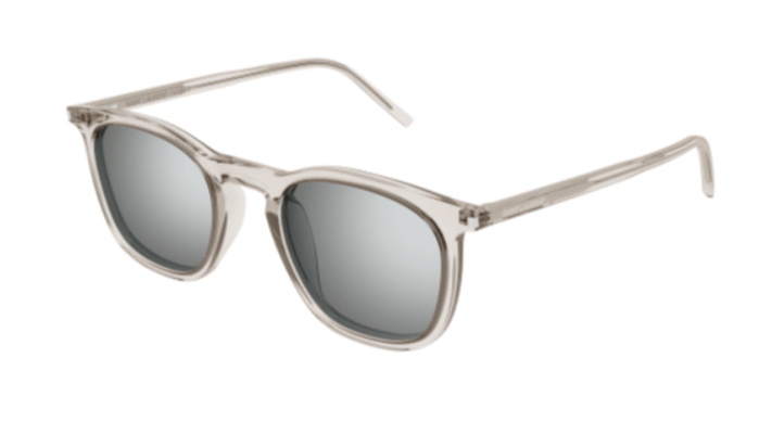 Saint Laurent SL 623 004 Beige/ Silver Square Mirrored Men's Sunglasses