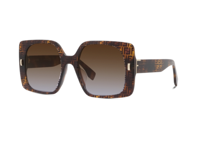 Fendi FIRST FE40036U 55F Havana/Brown Gradient Square Women's Sunglasses