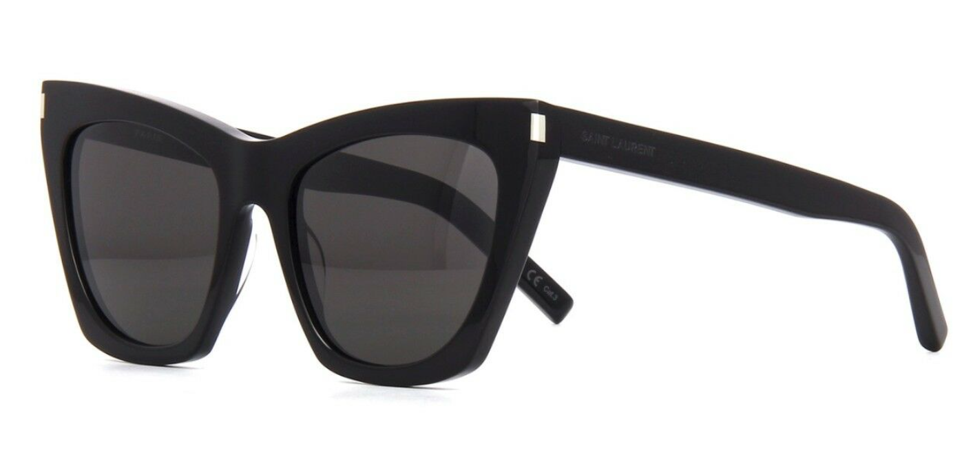 Saint Laurent KATE SL 214 001 Black Dark Grey Lens Cat Eye Women Sunglasses