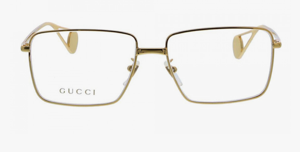 Gucci GG0439O 005 Gold/Clear Rectangular Women's Eyeglasses