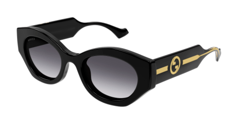 Gucci GG1553S 001 BlackCrystal/Grey Gradient Oversized Square Women's Sunglasses