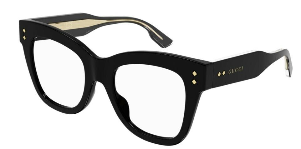 Gucci GG1082O 001 Black Gold Women's Square 50 mm Large Eyeglasses