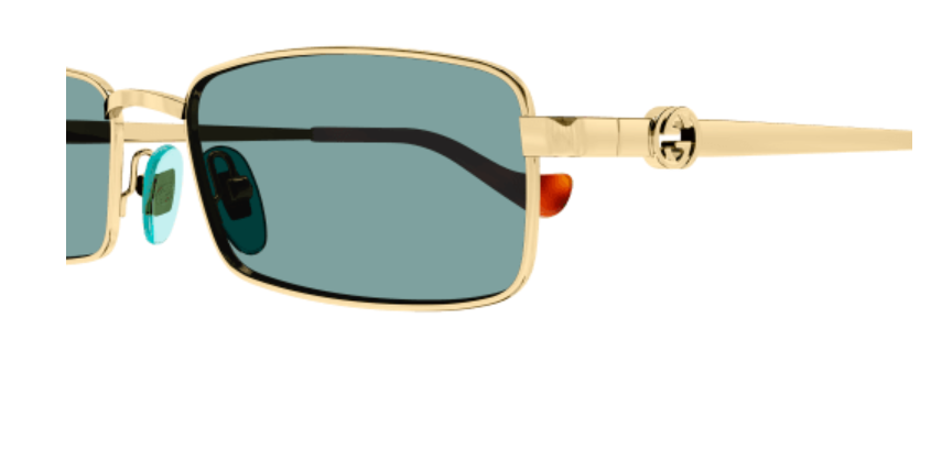 Gucci GG1600S 003 Gold/Green Rectangular Full Metal Women's Sunglasses